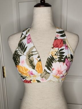 Kona Sol V-Neck Longline Plunge Bikini Top Size M NWT